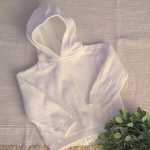 Vintage White Hooded Knit Sweater Zip Back 100% Pima Cotton